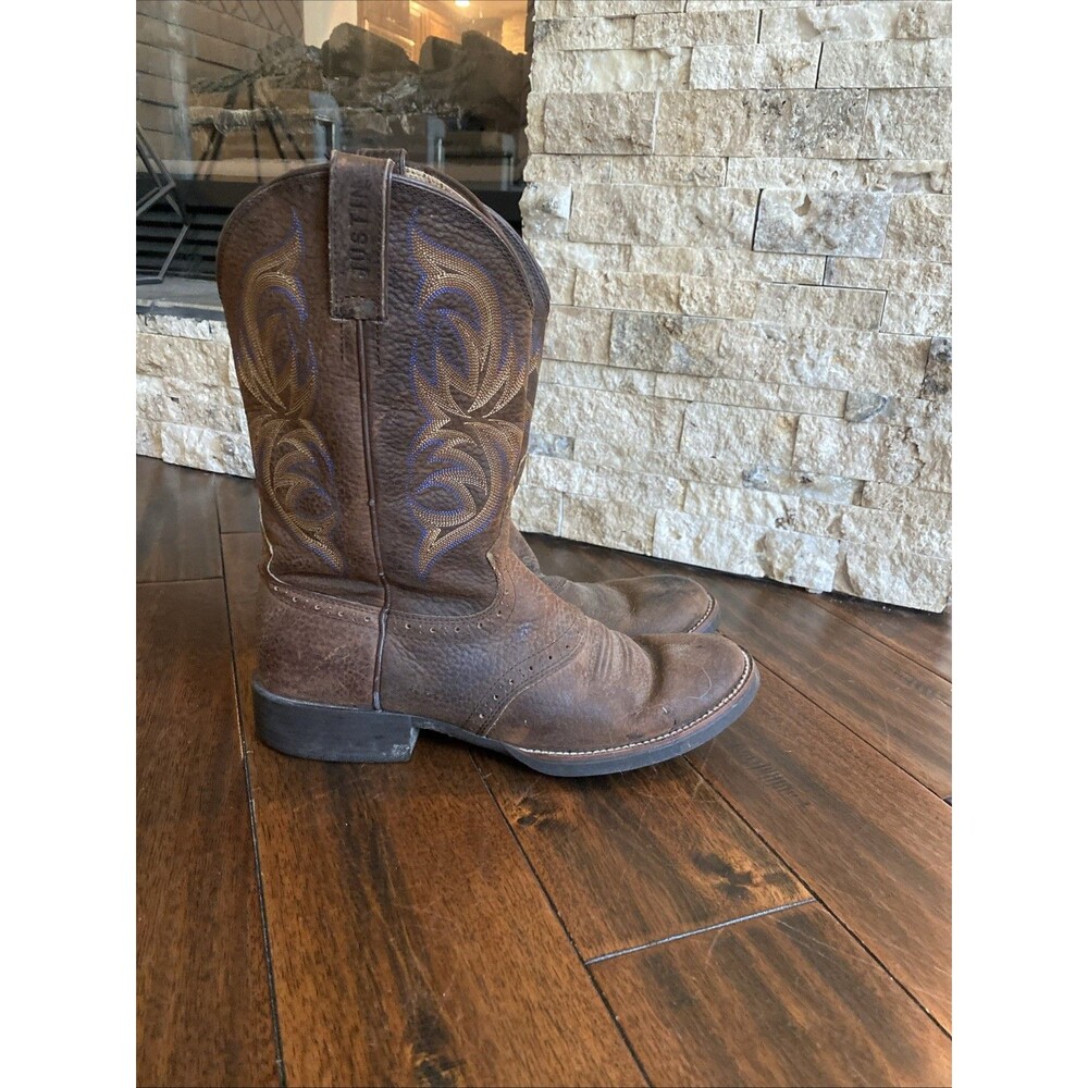 Justin Stampede Cowboy Leather Boots 8.5 D *read